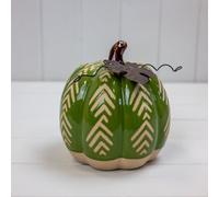 Four Candle Satchville Green Ceramic Pumpkin
