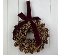 Four Candle Satchville Pinecone Wreath With Bow