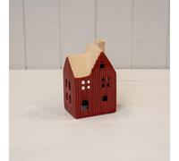 Four Candle Satchville Red Ceramic House Tealight Holder