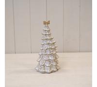 Four Candle Satchville Stone Glazed Ceramic Bendy Christmas Tree With Bow