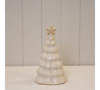 Four Candle Satchville Stone Glazed Ribbed Christmas Tree With Star Topper