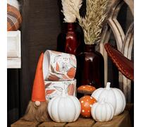 Four Candle Satchville White Ceramic Pumpkin