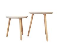Four Candle Set of 2 Oatmeal Chaff Scandinavian Side Tables in Beige Four Candle Beige