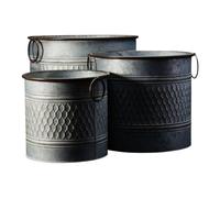 Four Candle Set of 3 Honeycomb Zinc Planters in Grey Four Candle Grey
