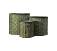Four Candle Set of 3 Vintage Green Zinc Planters Four Candle Green