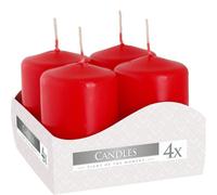 Four Candle Set Of 4 Pillar Candles 40X60mm Red