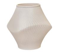 Four Candle Short Beige Sculptural Ribbed Ceramic Vase