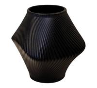 Four Candle Short Graphite Sculptural Ribbed Vase