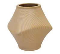 Four Candle Short Tan Sculptural Ribbed Ceramic Vase in Brown Four Candle Brown