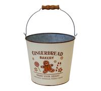 Four Candle Small Cream Gingerbread Bakery Christmas Metal Bucket in Off-White Four Candle Off-White