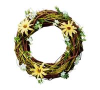 Four Candle Small Spring Daisy Decorative Wreath - 24cm in Brown Four Candle Brown