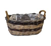 Four Candle Split Willow Oval Storage Basket with Ears - 37cm in Grey Four Candle Grey