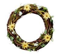 Four Candle Spring Daisy Decorative Wreath - 34cm in Yellow Four Candle Yellow