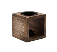 Four Candle Square Mango Wood Oil Burner Flower Of Life