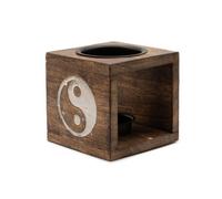 Four Candle Square Mango Wood Oil Burner Yin Yang