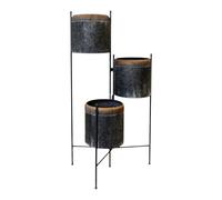 Four Candle Three Tier Galvanised Zinc Planter Stand Rustic Garden Display in Grey Four Candle Grey