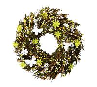 Four Candle Twig Flower & Butterfly Decorative Wreath - 36cm Four Candle Multicolor