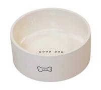 Four Candle White Ceramic Dog Bowl with Bone Design 16cm Four Candle White
