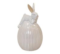 Four Candle White Ceramic Easter Rabbit On Egg Decoration