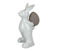 Four Candle White Ceramic Rabbit Holding an Egg 17.5cm Four Candle White