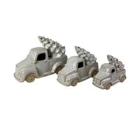 Four Candle White Glazed Ceramic LED Christmas Truck with Tree Ornament 22cm Four Candle White