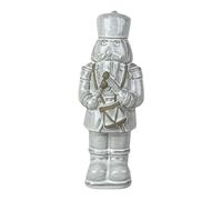 Four Candle White Glazed Ceramic Nutcracker Christmas Decoration 26cm Four Candle White