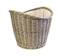 Four Candle Willow Oval Log Basket with Hessian Liner in Grey Four Candle Grey