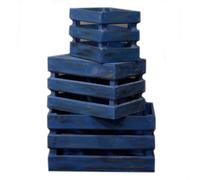 Four Candle Wooden Storage Crates Bluewash Set Of 3