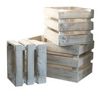 Four Candle Wooden Storage Crates Whitewash Set Of 3