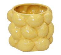 Four Candle Zesty Lemon Ceramic Plant Pot, Lemon Planter 14Cm