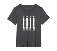 Four Candles Fork Handles British Comedy T-Shirt, Women's Plus, Dark Heather Grey, 3X