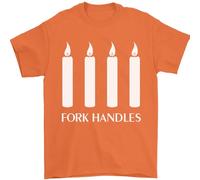 Four Candles Fork Handles Funny Two Ronnies Mens T-Shirt 100% Cotton Orange S