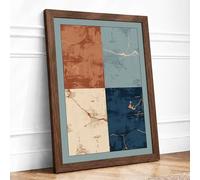 Four Cartographies Vintage Framed Wall Art Print A3 (42×29.7cm) Walnut, Wall Decor for Living Room, Bedroom, Office & Home, Ready to Hang, Art Gift