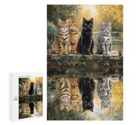 Four Cats by The Pond Puzzle 1000 Teile Schwer Puzzle Spielzeug Lernspiel Impossible Herausforderungsspielzeug Für Erwachsene Kinder 1000 PCS