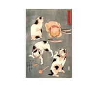 Four Cats in Different Poses by Kuniyoshi Utagawa Poster Bedroom Canvas Decor Print Wall Art Office Room Aesthetic Decor Gift 20x30inch(50x75cm)