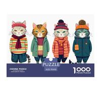 Four Cats Jigsaw Puzzles for Adults Animal Puzzle Game 1000 Jigsaws Educational Games Home Decoration Gifts 70x50cm/1000pcs