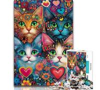 Four Cats Puzzles for Teenagers 1000 Pieces,Help The Brain Exercise Addictive Toys to Cultivate Patience Unique Challenge Game (38x26cm)