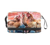 Four Chickens in The Water Double Layer Cosmetic Bag for Women and Girls, Travel Toiletry Bag Makeup Handy Pouch Organiser Bag with Brush Compartment