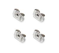 Four-Color Stainless Steel Butterfly Clutch Earring Backs -Rainbow Rust-Proof Material, Comfortable Design, Value Pack of Two Pairs (Silver)