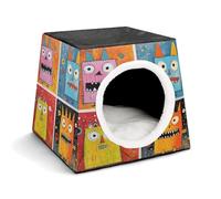 Four Colorful Monsters Pet Tent for Small Cats and Dogs,Cat House - Soft Comfort Washable,Dog Bed Open Design Pet Tents Indoor Outdoor Travel