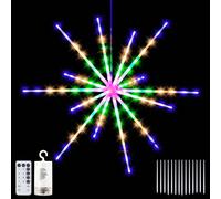 (Four Colors) LED String Lights Hanging Starburst Lamp DIY Firework Stream Lights Christmas Garland Festival Decor Remote Twinkle Lights