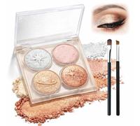 Four-Colour Eyeshadow Palette with Metallic Shimmer & Aurora Sparkle - Holographic Duochrome Shift, Creamy Highlighter for Inner Corner & Cheekbones, Soft Matte Finish for Fairy Makeup (01 Moonlight)