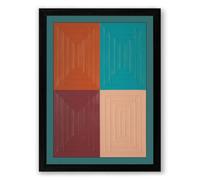 Four Colour Geometry Geometric Framed Wall Art Print A4 (29.7×21cm) Black, Wall Decor for Living Room, Bedroom, Office & Home, Ready to Hang, Art Gift