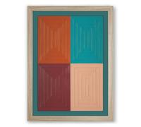 Four Colour Geometry Geometric Framed Wall Art Print A4 (29.7×21cm) Oak, Wall Decor for Living Room, Bedroom, Office & Home, Ready to Hang, Art Gift