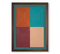 Four Colour Geometry Geometric Framed Wall Art Print A4 (29.7×21cm) Walnut, Wall Decor for Living Room, Bedroom, Office & Home, Ready to Hang, Art Gift