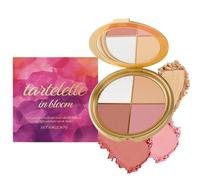 Four-Colour Highlighter Palette with Shimmer Shades for Eyes and Cheeks - Oval Gold Compact Case with Mirror, 8.8g Total, Rose Gold & Champagne Tones for Luminous Natural Glow
