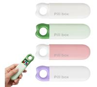Four Colour Set Pill Box Travel, Portable Pill Organiser for Daily Medication Management, Small Pill Box with Compartments, for Travel and Daily Use