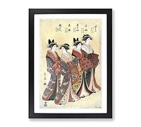 Four Courtesans By Chobunsai Eishi Asian Japanese Framed Print | A4 Black Framed Wall Art | Ready to Hang | Asian Nature Picture | Living Room Bedroom Lounge Office