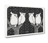 Four Crowned Cockatoos By Samuel De Mesquita Canvas Print | Gallery Wrapped 30mm Frame Wall Art | 20x14 inches | Ready to Hang | Classic Picture | Living Room Bedroom Lounge Office