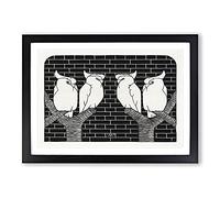 Four Crowned Cockatoos by Samuel De Mesquita Framed Print | A2 Black Framed Wall Art | Ready to Hang | Modern Nature Picture | Living Room Bedroom Lounge Office